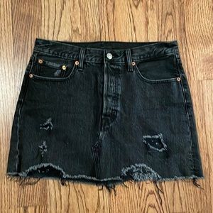 Levi Black Distressed Denim Skirt Size 29